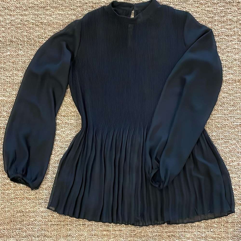 Chicwish -NEW- long sleeve black sheer mock neck blouse with flare
